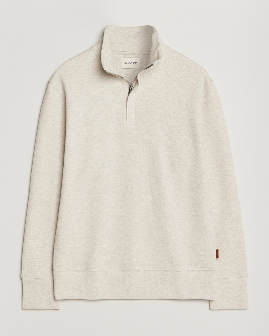 Herre | Trøjer | Gant | Light Sacker Rib Half Zip Seed Melange