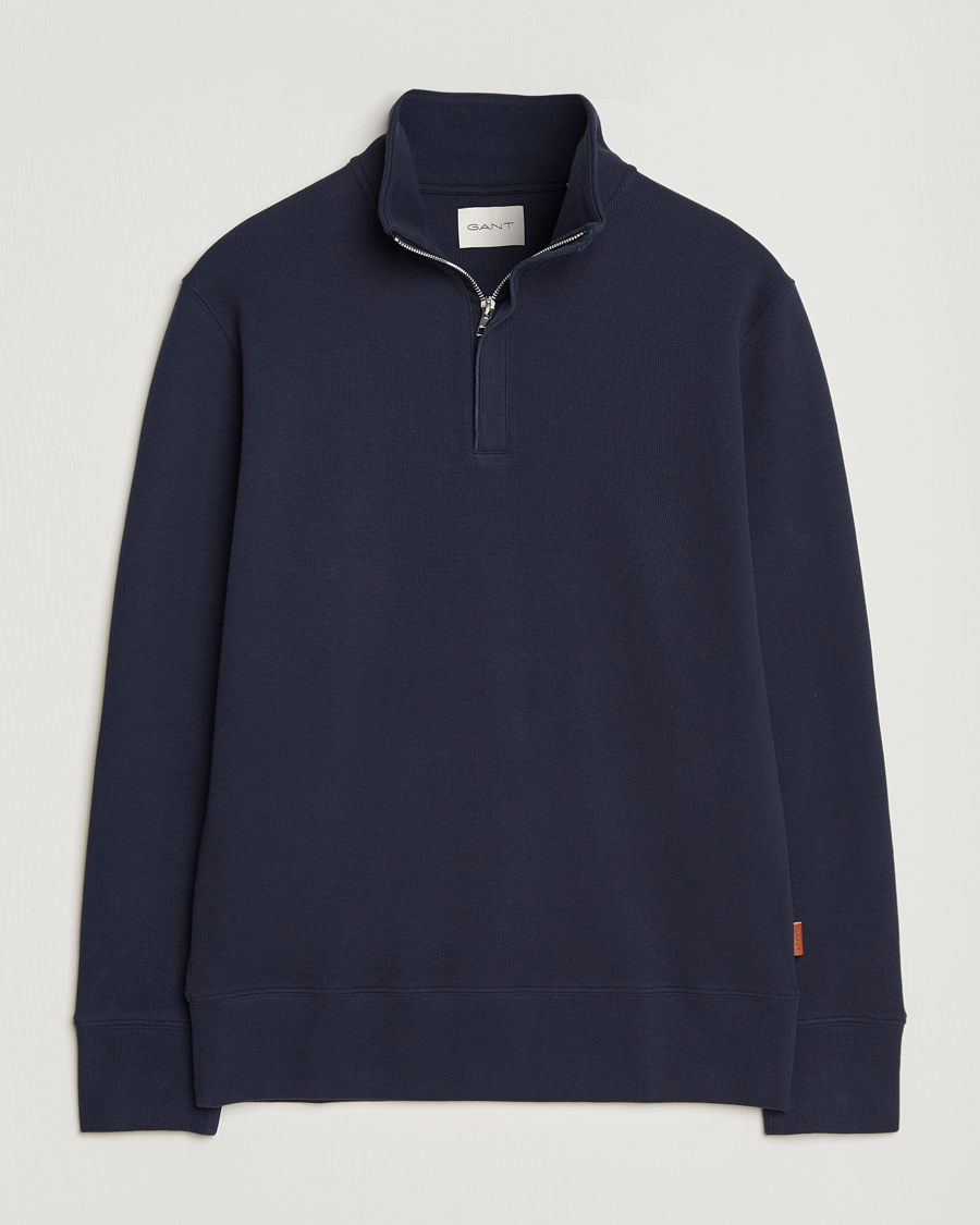 Herre | Trøjer | Gant | Light Sacker Rib Half Zip Evening Blue