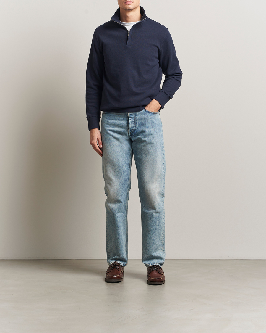 Herre | Trøjer | Gant | Light Sacker Rib Half Zip Evening Blue
