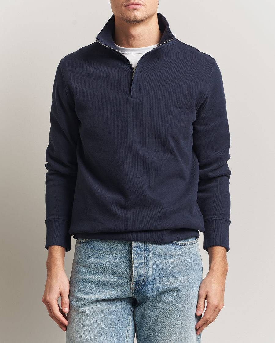 Herre | Trøjer | Gant | Light Sacker Rib Half Zip Evening Blue