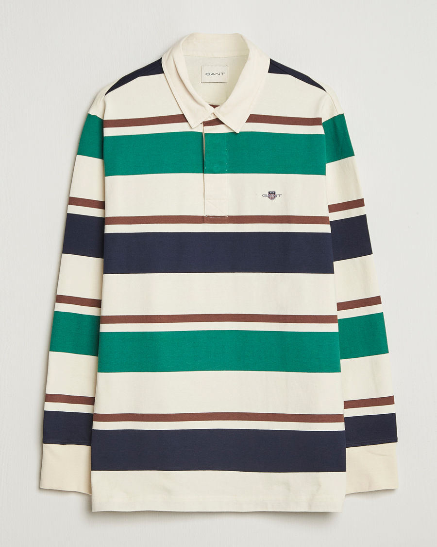 Herre | Trøjer | GANT | Striped Heavy Rugger Cream Multi