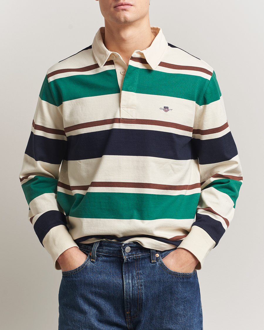 Herre | Trøjer | GANT | Striped Heavy Rugger Cream Multi