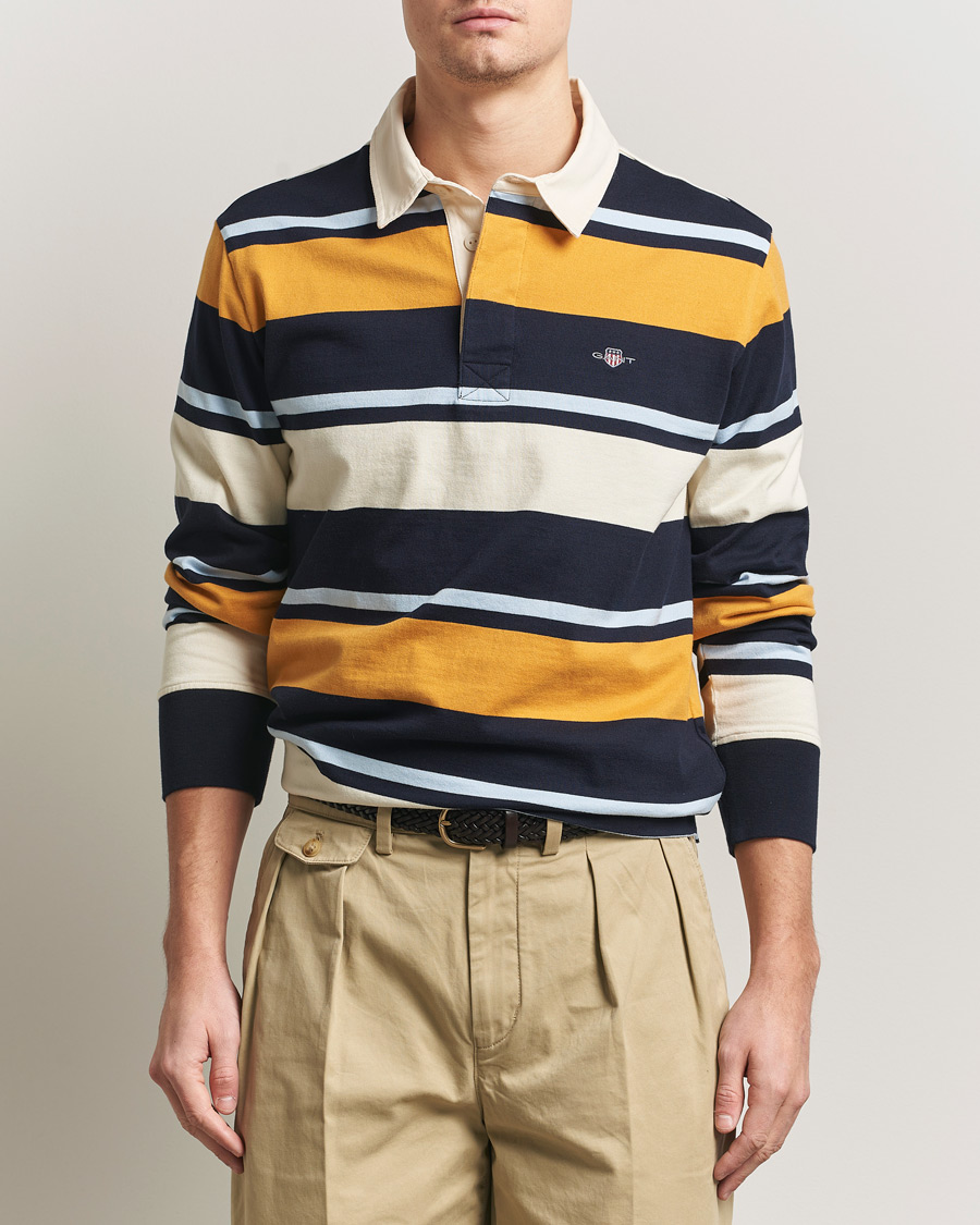 Herre | Trøjer | GANT | Striped Heavy Rugger Evening Blue Multi