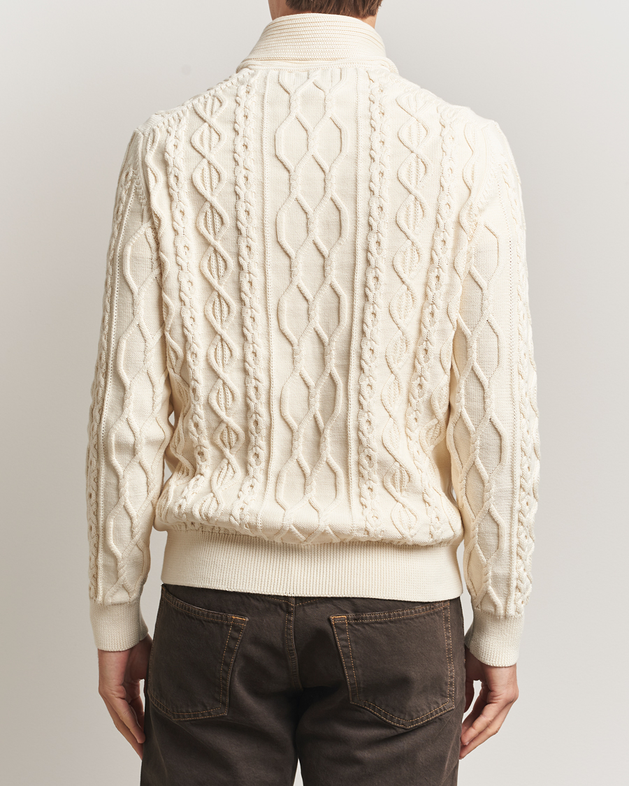 Herre | Trøjer | GANT | Cable Shawl Collar Knitted Sweater Cream