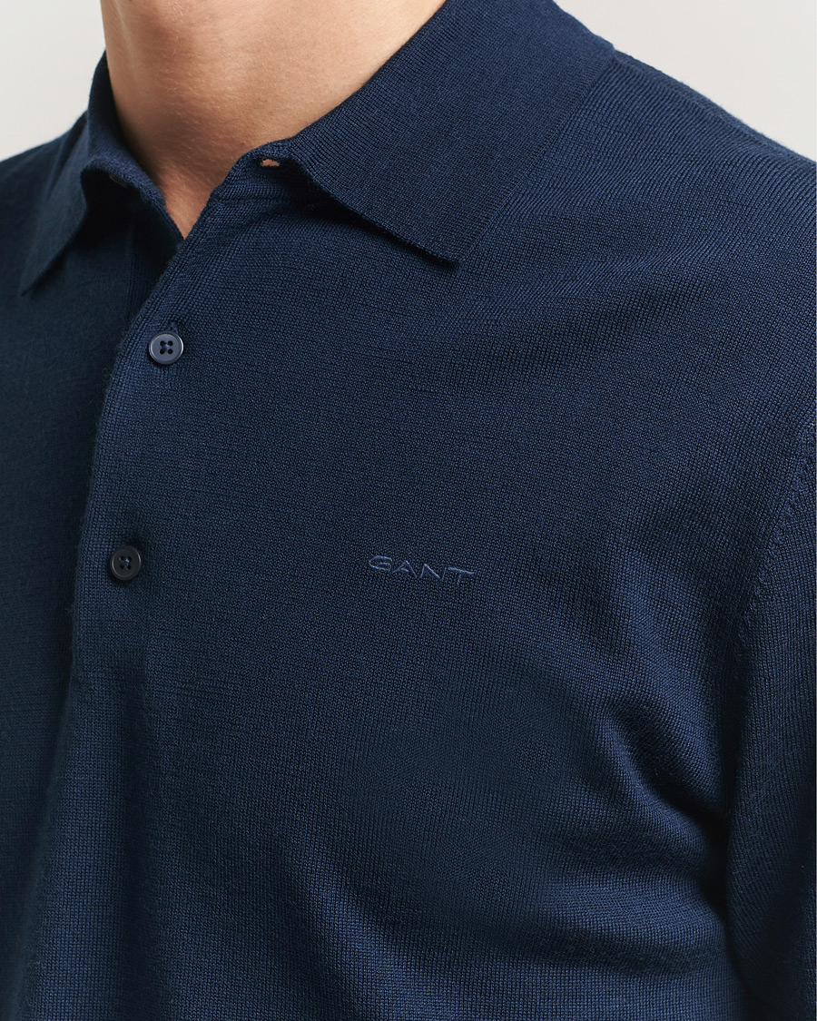 Herre | Polotrøjer | GANT | Extrafine Merino Polo Marine