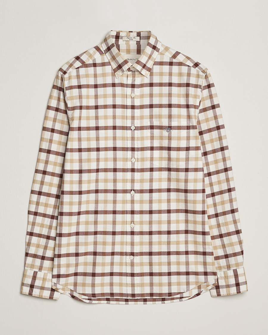 Herre | Skjorter | GANT | Regular Fit Oxford Checked Shirt Mahogany Brown