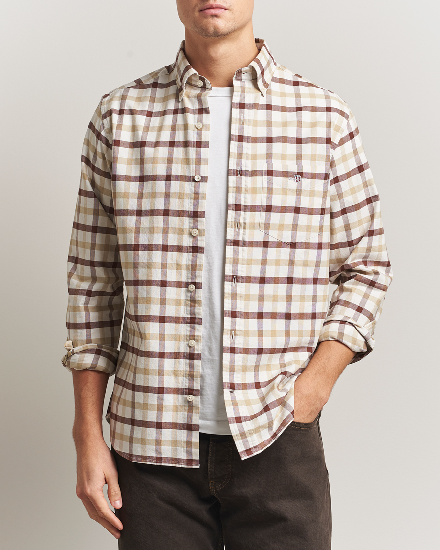 Herre | Skjorter | Gant | Regular Fit Oxford Checked Shirt Mahogany Brown