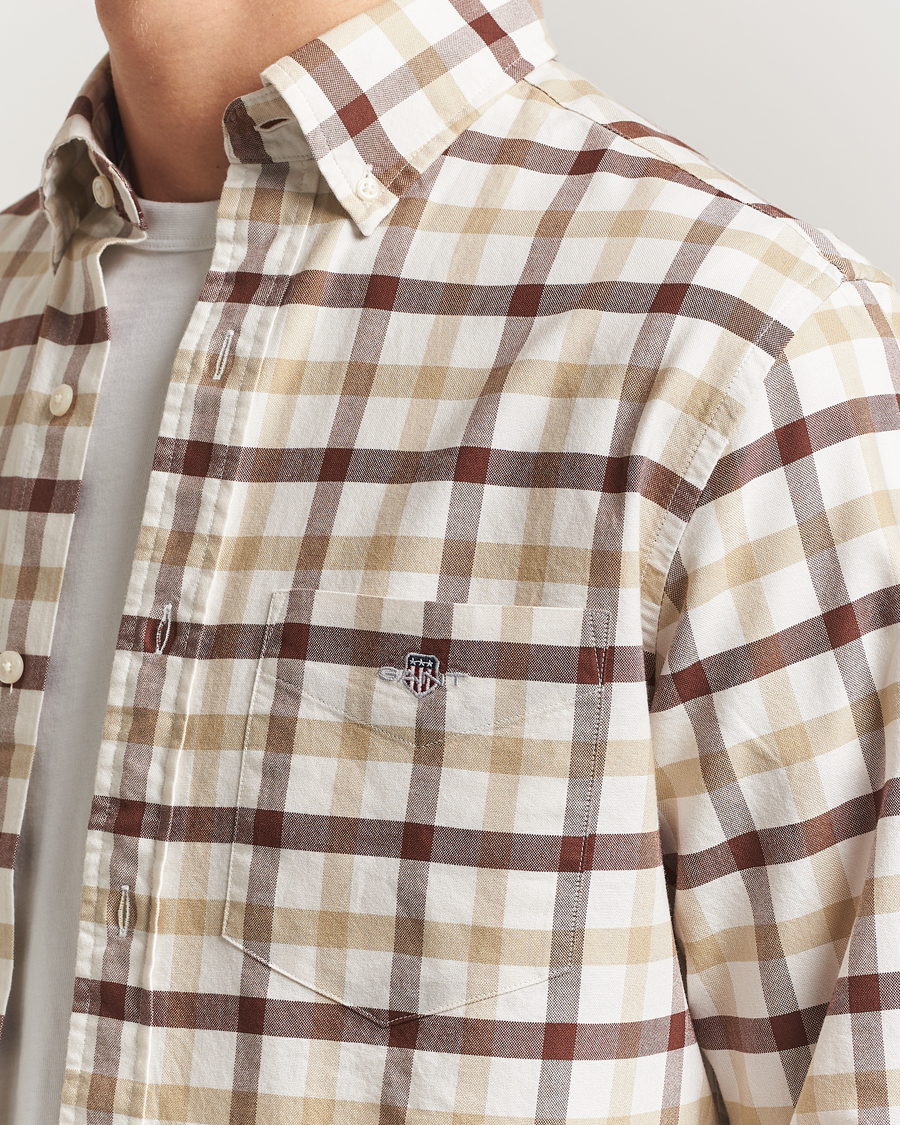 Herre | Skjorter | GANT | Regular Fit Oxford Checked Shirt Mahogany Brown
