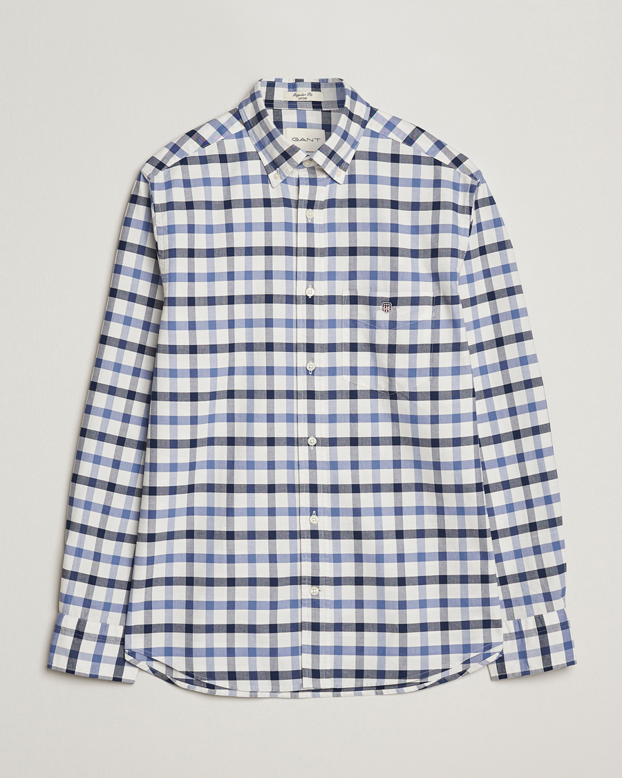 Herre | Skjorter | Gant | Regular Fit Oxford Checked Shirt Greyish Blue