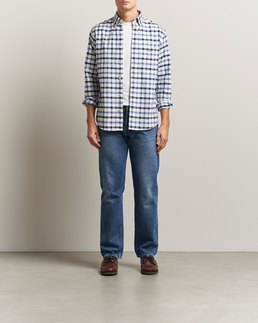 Herre | Skjorter | Gant | Regular Fit Oxford Checked Shirt Greyish Blue
