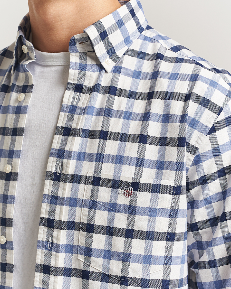 Herre | Skjorter | Gant | Regular Fit Oxford Checked Shirt Greyish Blue