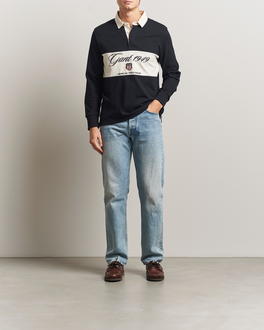 Herre | Trøjer | Gant | Blocked Logo Heavy Rugger Black