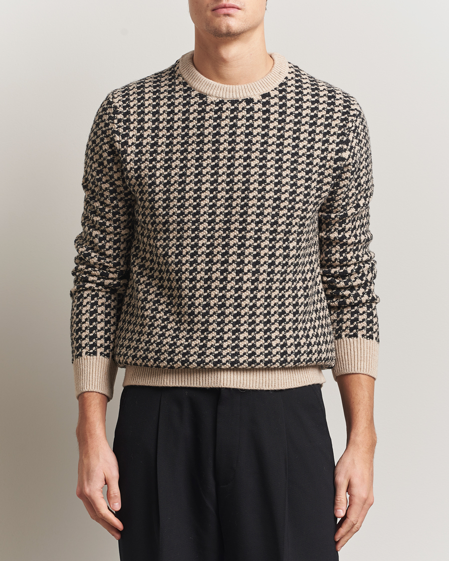 Herre | Trøjer | GANT | Two Tone Textured Knitted Crew Neck Charcoal