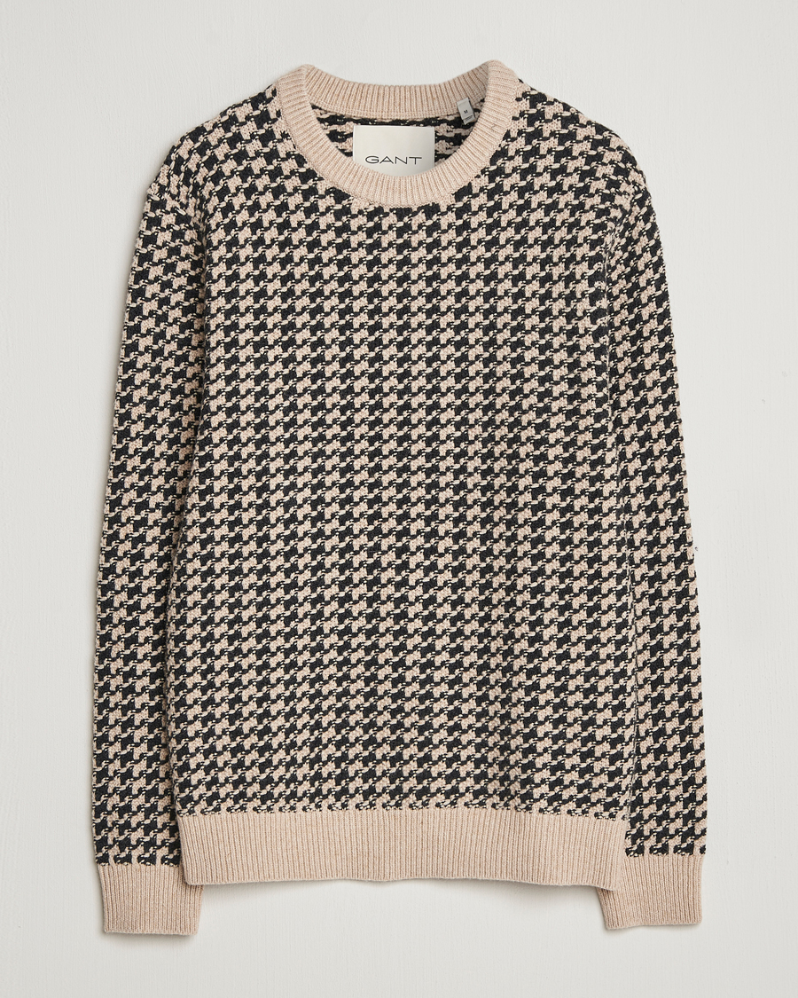 Herre | Trøjer | GANT | Two Tone Textured Knitted Crew Neck Charcoal