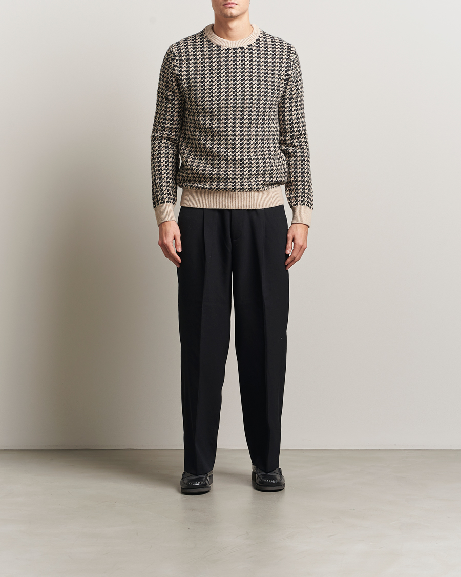 Herre | Trøjer | GANT | Two Tone Textured Knitted Crew Neck Charcoal