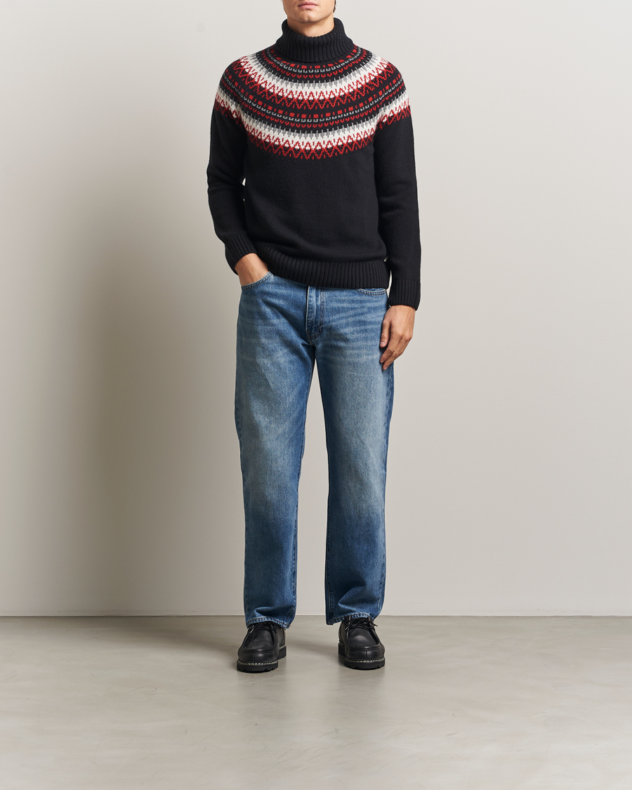 Herre | Trøjer | GANT | Fairisle Knitted Turtleneck Black