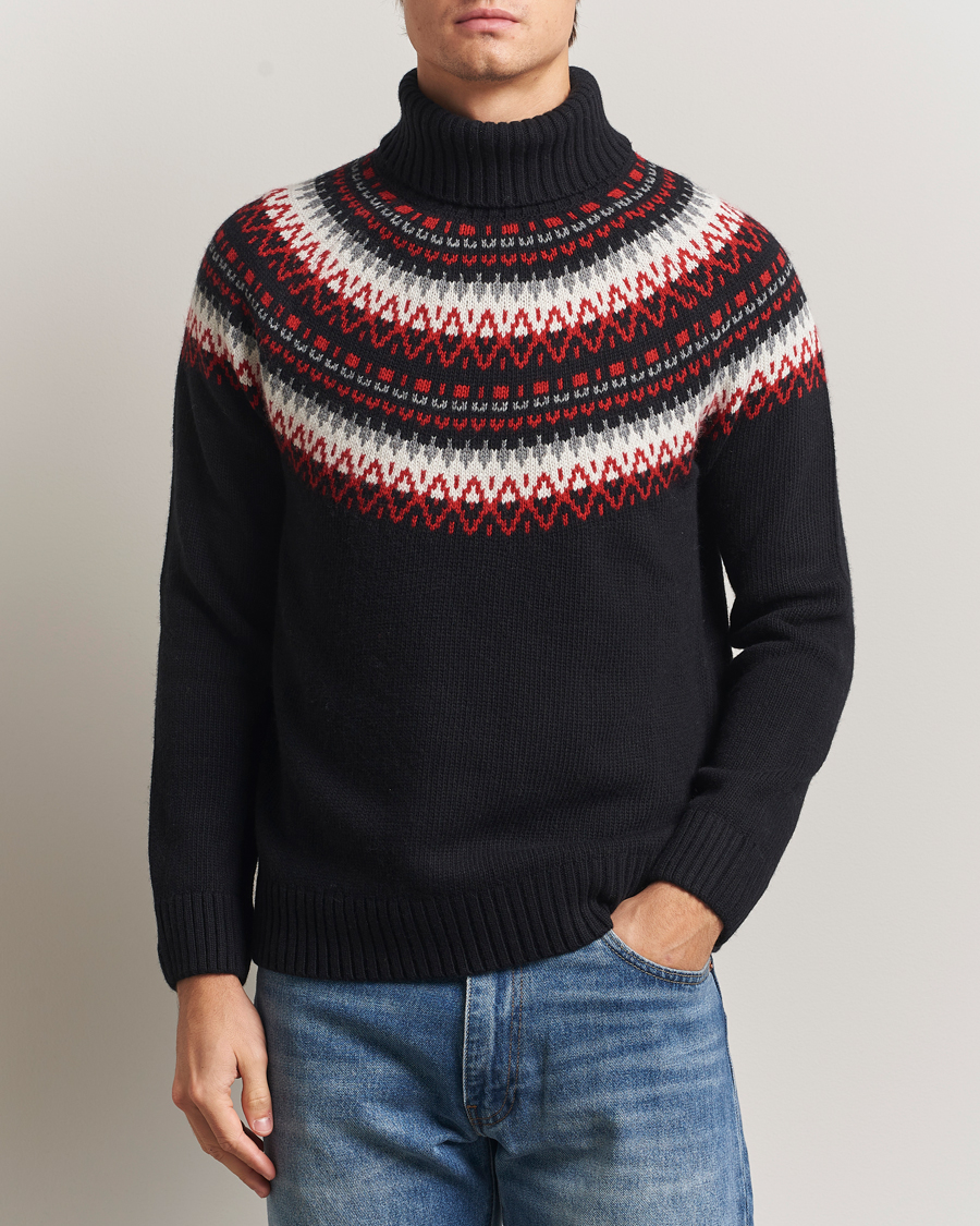 Herre | Trøjer | GANT | Fairisle Knitted Turtleneck Black