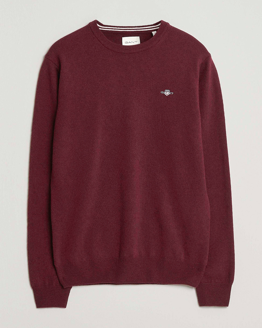 Herre | Trøjer | Gant | Superfine Lambswool Crew Neck Bordeaux Melange