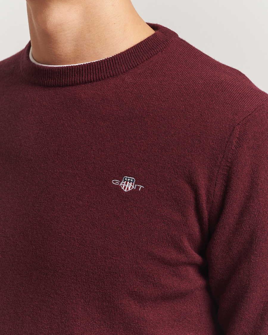 Herre | Trøjer | GANT | Superfine Lambswool Crew Neck Bordeaux Melange