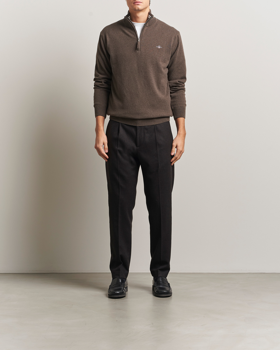 Herre | Trøjer | GANT | Superfine Lambswool Half Zip Seawood Melange