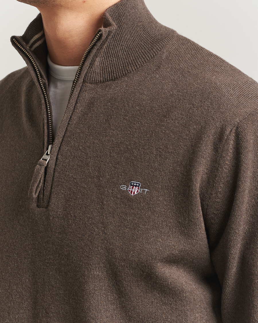 Herre | Trøjer | GANT | Superfine Lambswool Half Zip Seawood Melange