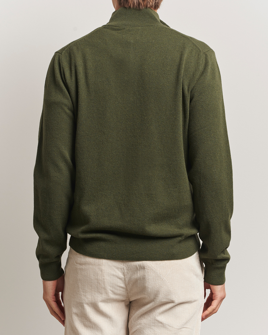 Herre | Trøjer | GANT | Superfine Lambswool Half Zip Khaki Green Melange