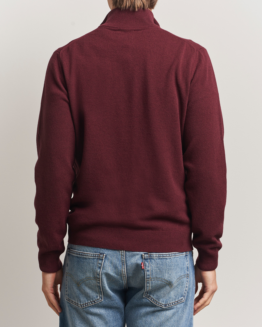 Herre | Trøjer | Gant | Superfine Lambswool Half Zip Bordeaux Melange