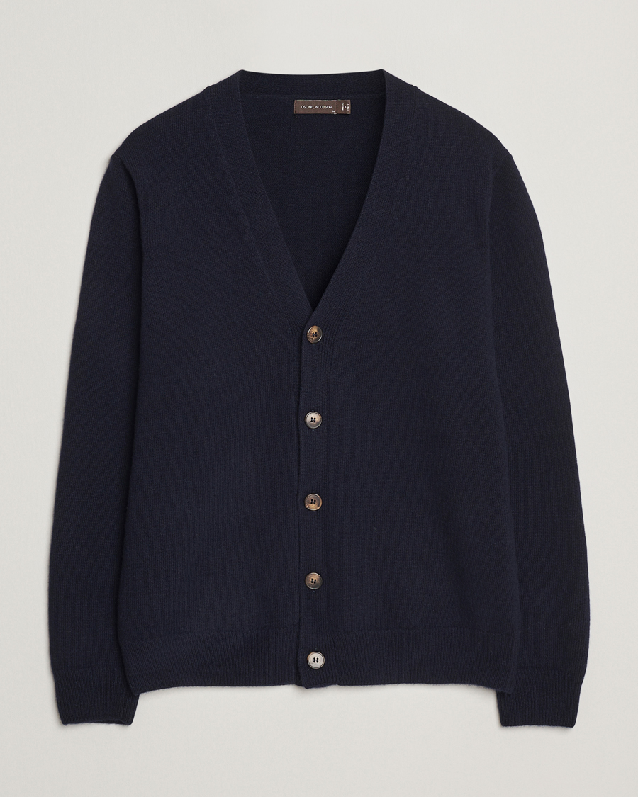 Herre | Trøjer | Oscar Jacobson | Eduardo Wool Cardigan Navy
