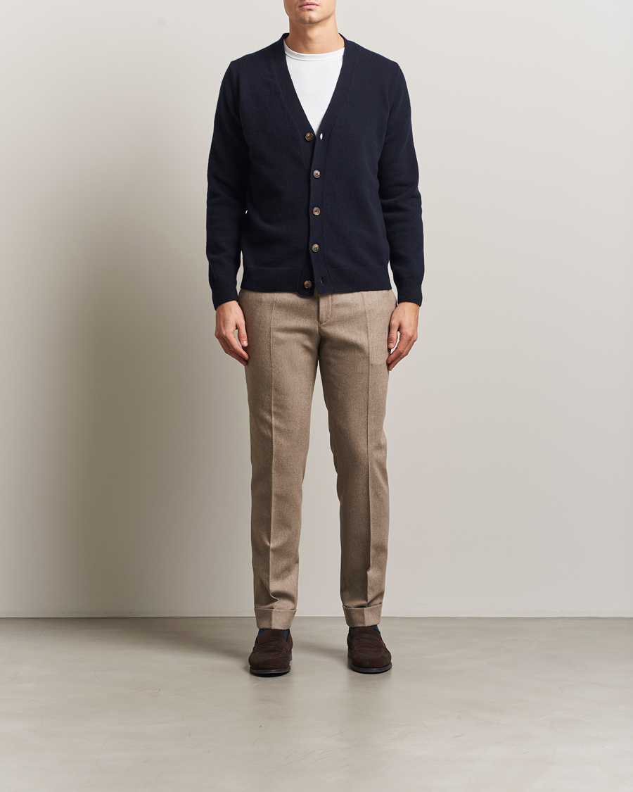 Herre | Trøjer | Oscar Jacobson | Eduardo Wool Cardigan Navy