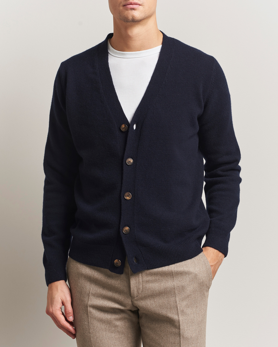 Herre | Trøjer | Oscar Jacobson | Eduardo Wool Cardigan Navy