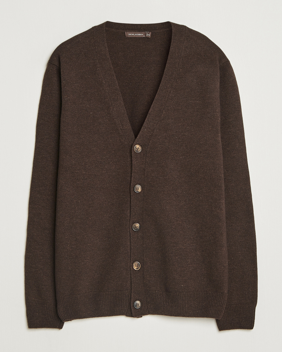 Herre | Trøjer | Oscar Jacobson | Eduardo Wool Cardigan Brown