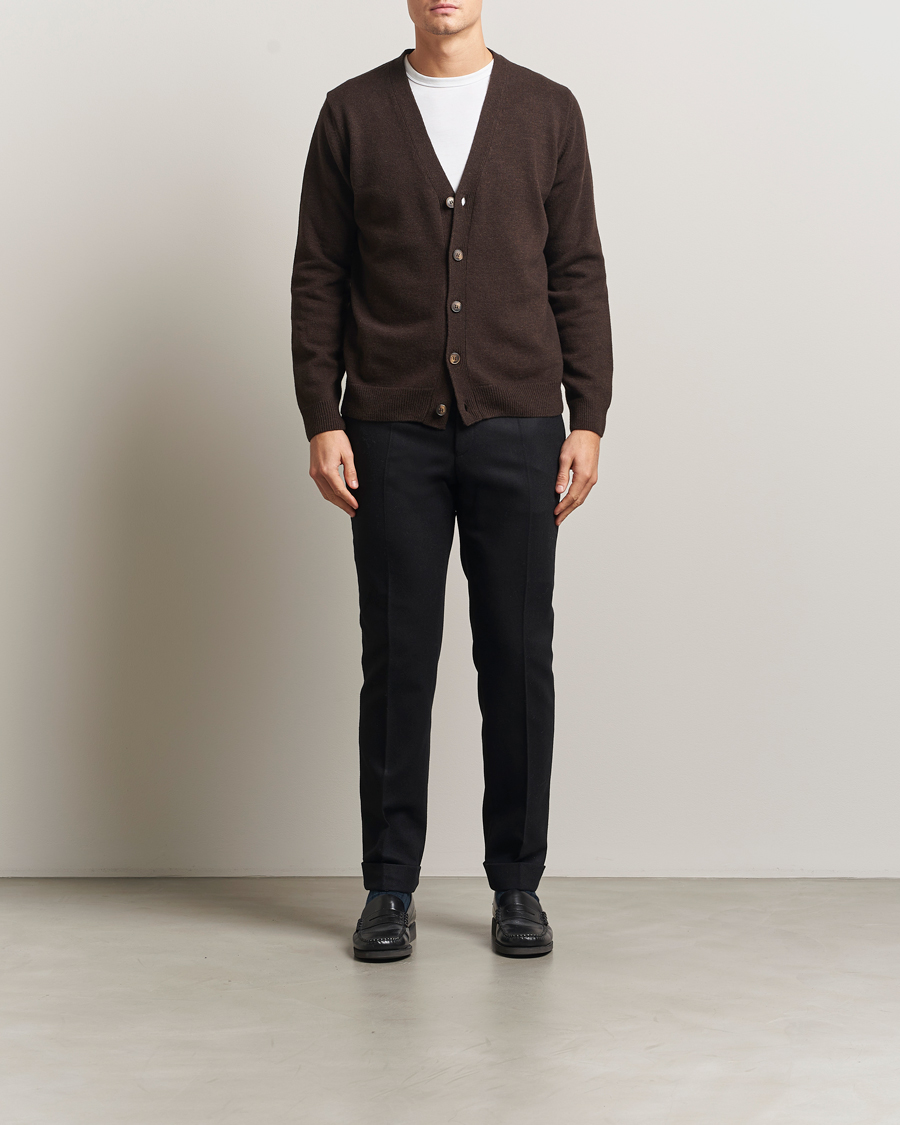 Herre | Trøjer | Oscar Jacobson | Eduardo Wool Cardigan Brown