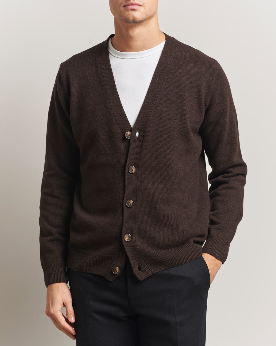 Herre | Trøjer | Oscar Jacobson | Eduardo Wool Cardigan Brown