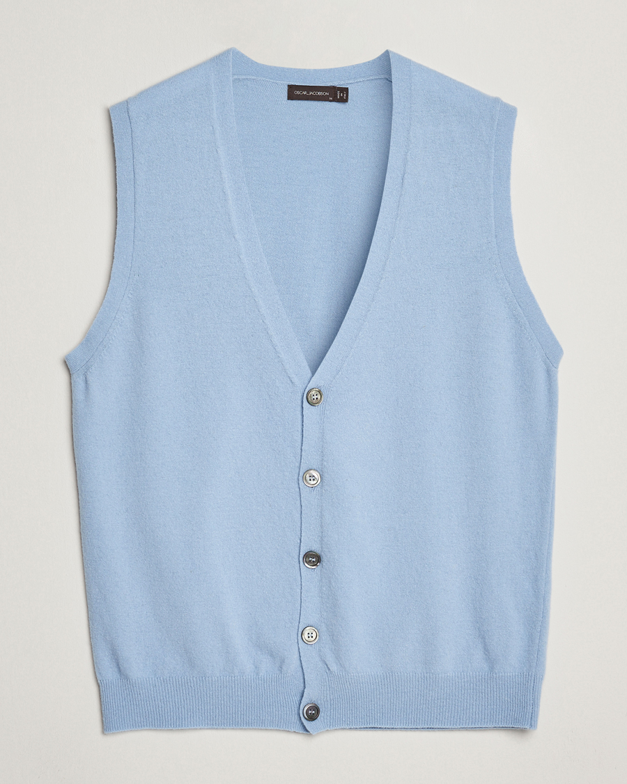 Herre | Trøjer | Oscar Jacobson | Guiseppe Buttoned Vest Light Blue