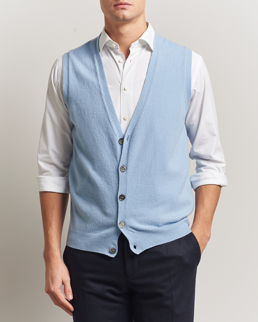 Herre | Trøjer | Oscar Jacobson | Guiseppe Buttoned Vest Light Blue