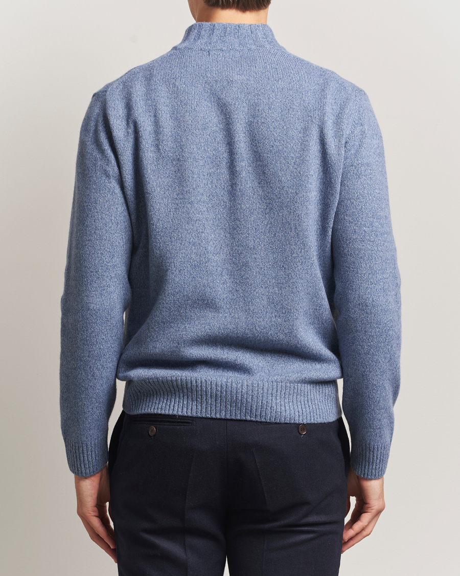 Herre | Trøjer | Oscar Jacobson | Paul Wool/Cashmere Half-Zip Light Blue