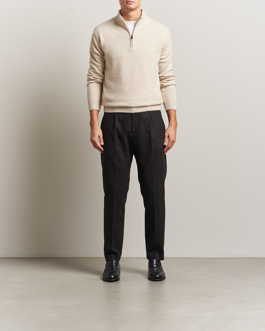 Herre | Trøjer | Oscar Jacobson | Paul Wool/Cashmere Half-Zip Creme