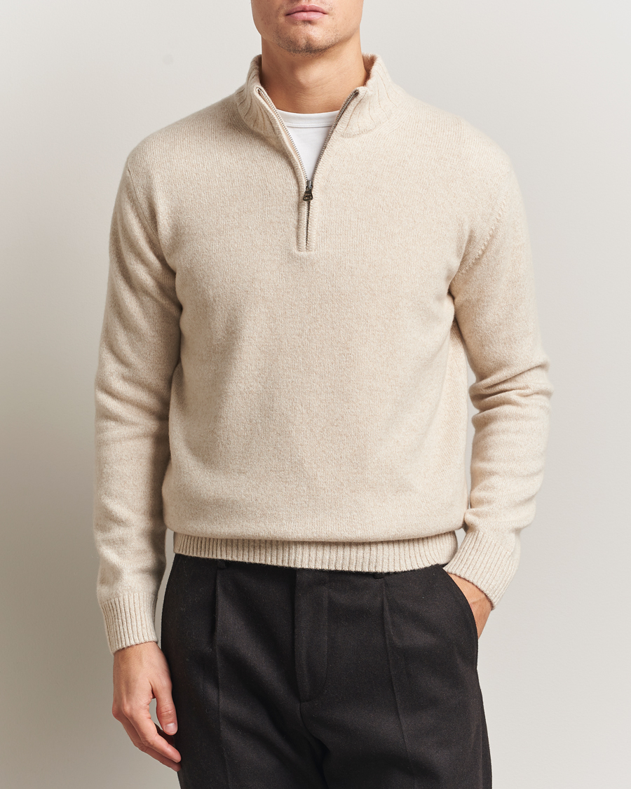 Herre | Trøjer | Oscar Jacobson | Paul Wool/Cashmere Half-Zip Creme