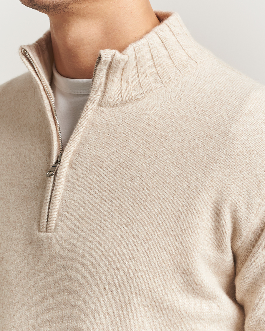 Herre | Trøjer | Oscar Jacobson | Paul Wool/Cashmere Half-Zip Creme