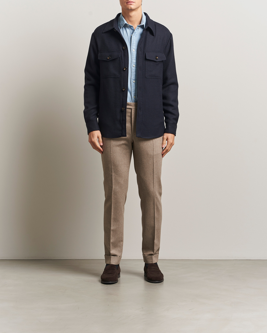 Herre | Jakker | Oscar Jacobson | Maverick Wool Overshirt Navy