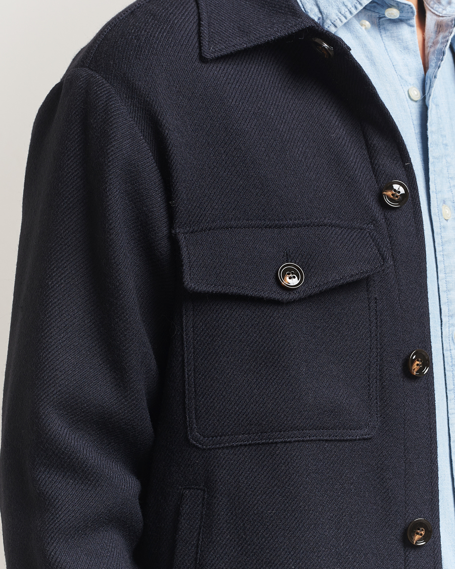 Herre | Jakker | Oscar Jacobson | Maverick Wool Overshirt Navy