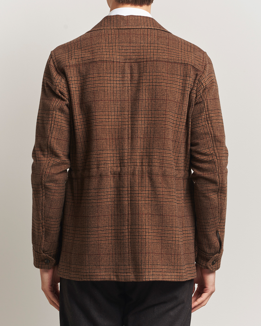 Herre | Jakker | Oscar Jacobson | Sirolo Checked Shirt Jacket Brown
