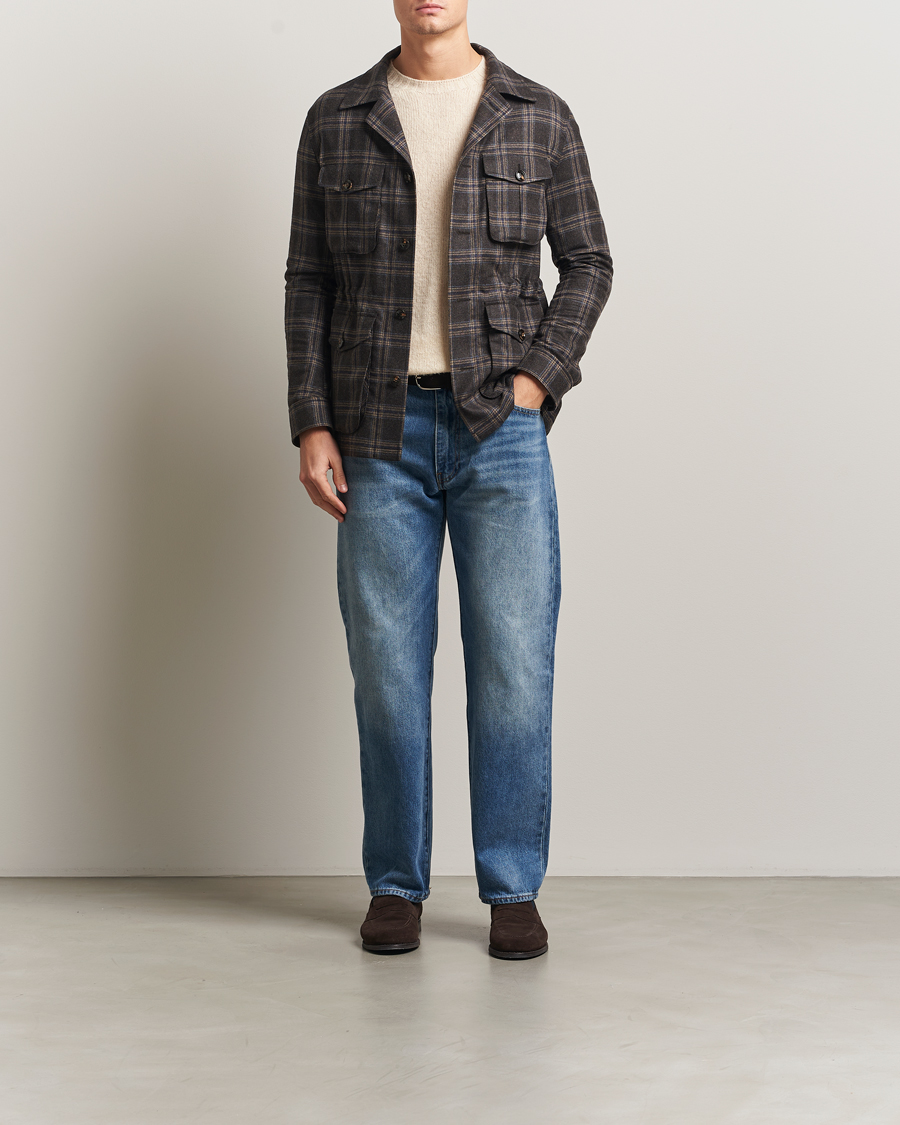 Herre | Jakker | Oscar Jacobson | Sirolo Checked Shirt Jacket Brown/Blue