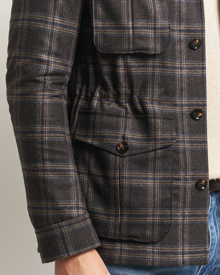 Herre | Jakker | Oscar Jacobson | Sirolo Checked Shirt Jacket Brown/Blue