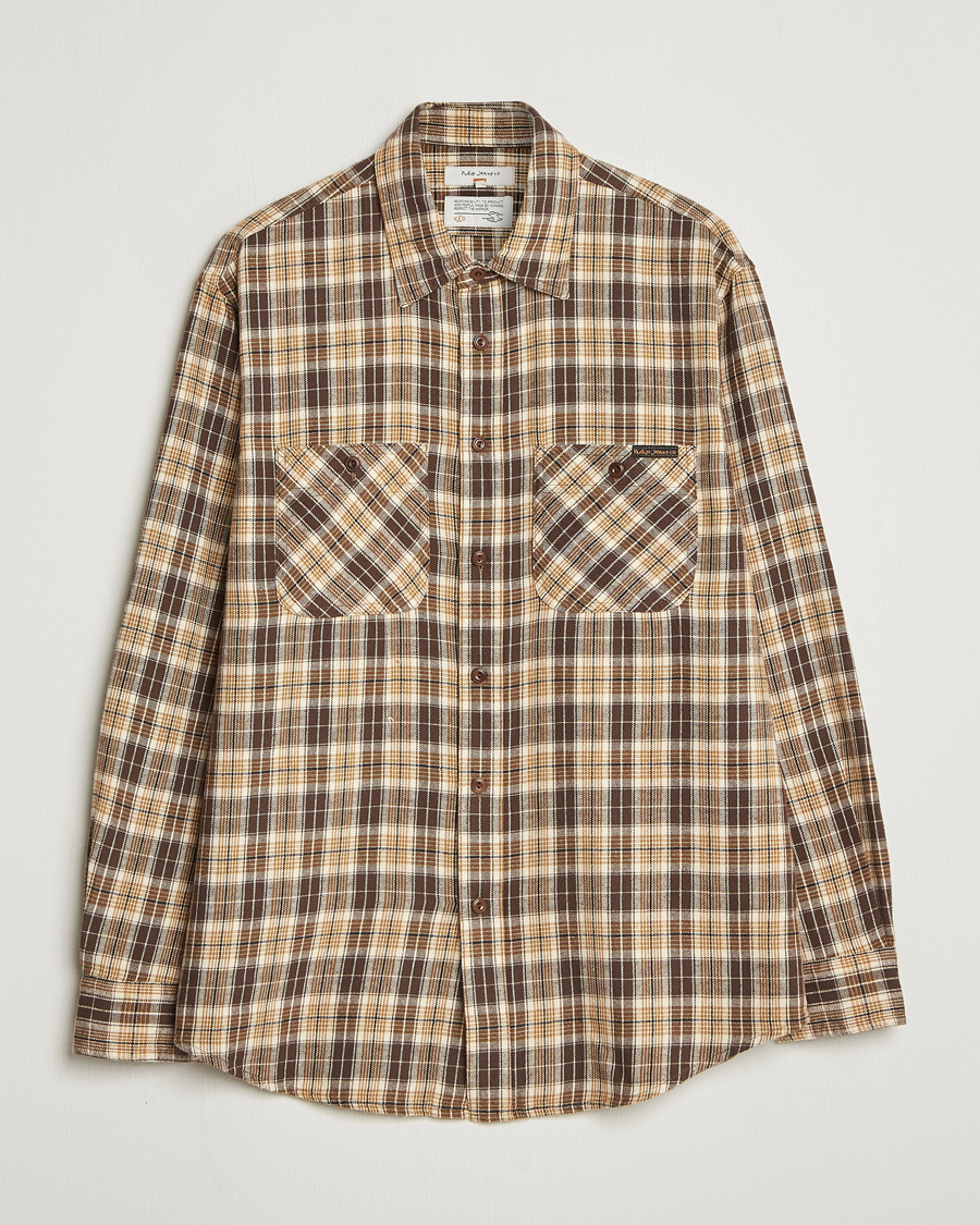 Herre | Skjorter | Nudie Jeans | Julian Checked Worker Shirt Brown