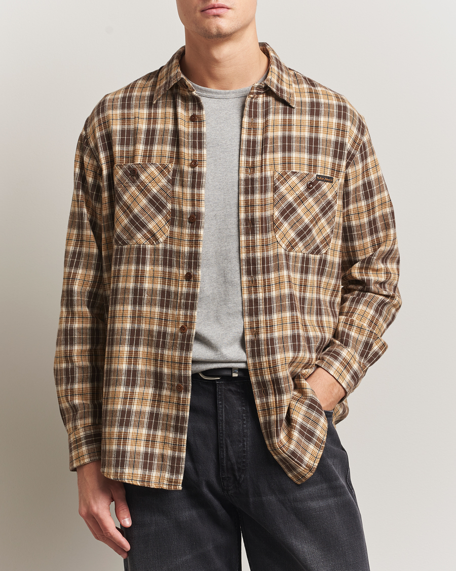 Herre | Skjorter | Nudie Jeans | Julian Checked Worker Shirt Brown
