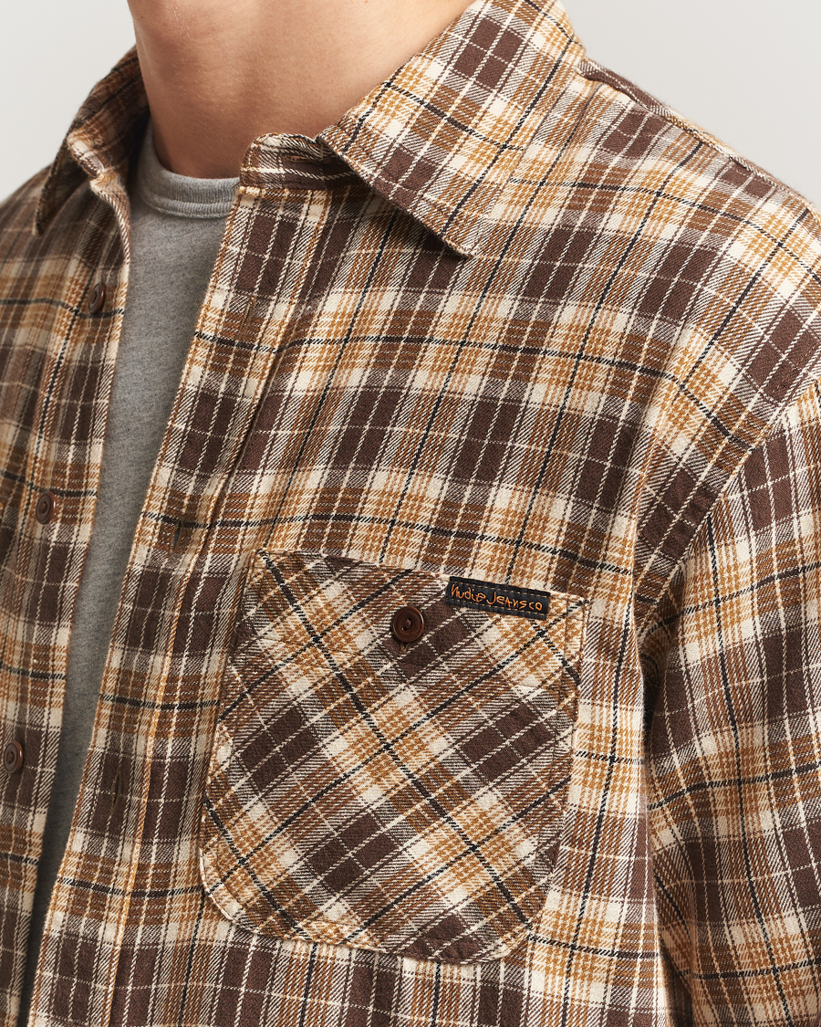 Herre | Skjorter | Nudie Jeans | Julian Checked Worker Shirt Brown