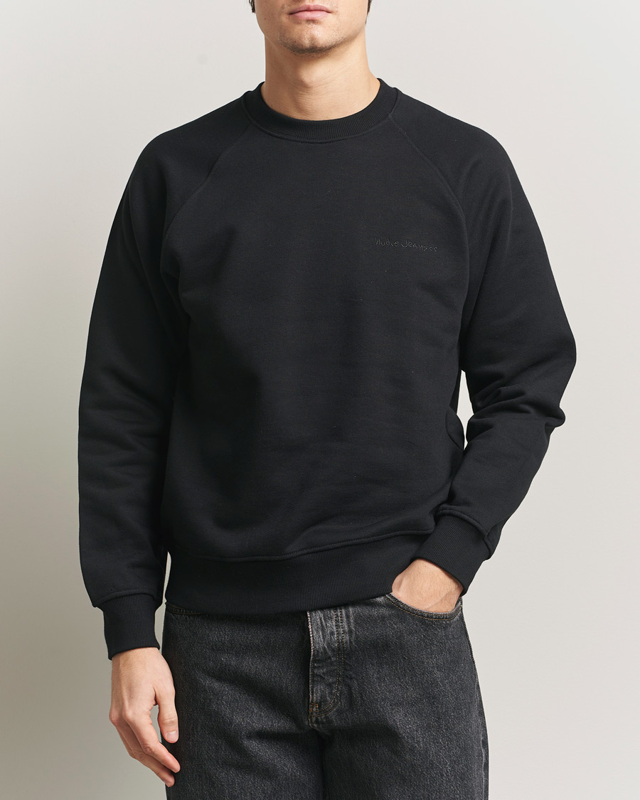 Herre | Trøjer | Nudie Jeans | Palle Logo Crew Neck Sweatshirt Black