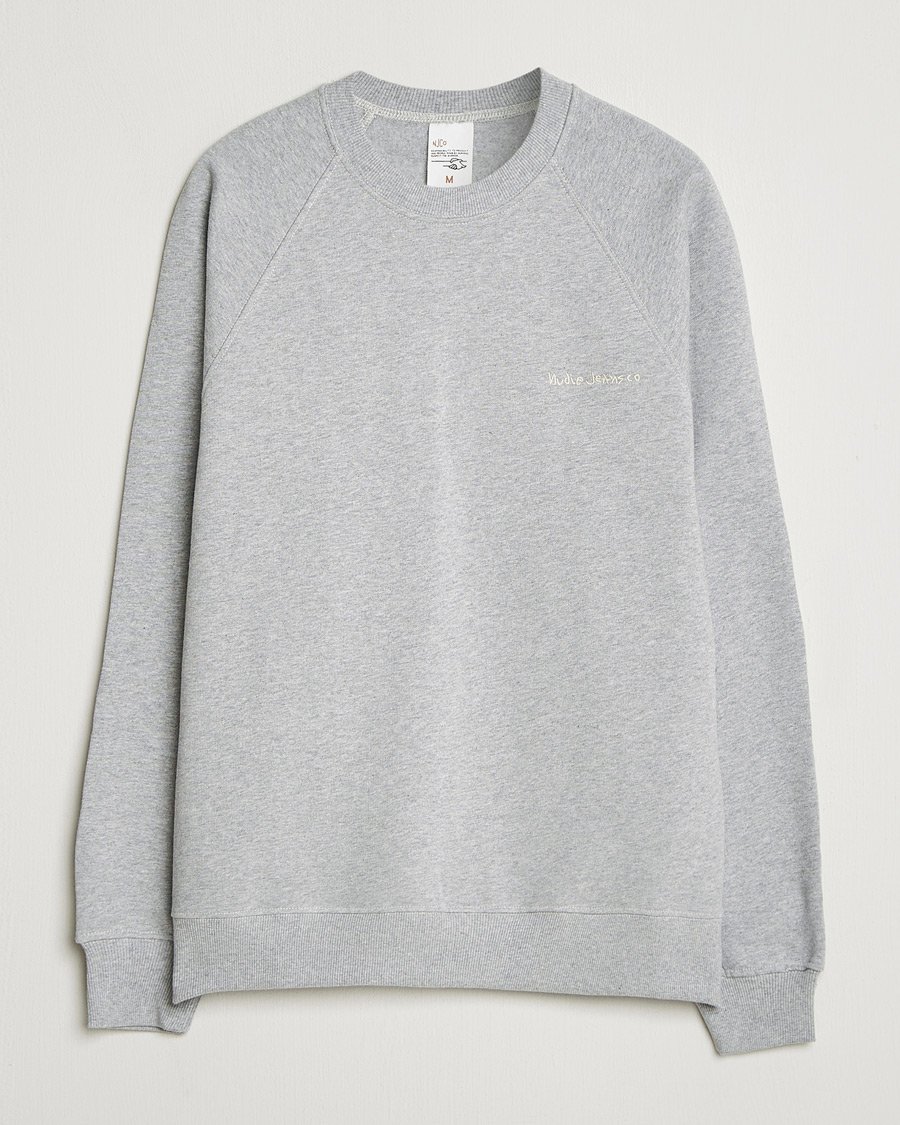 Herre | Trøjer | Nudie Jeans | Palle Logo Crew Neck Sweatshirt Grey Melange