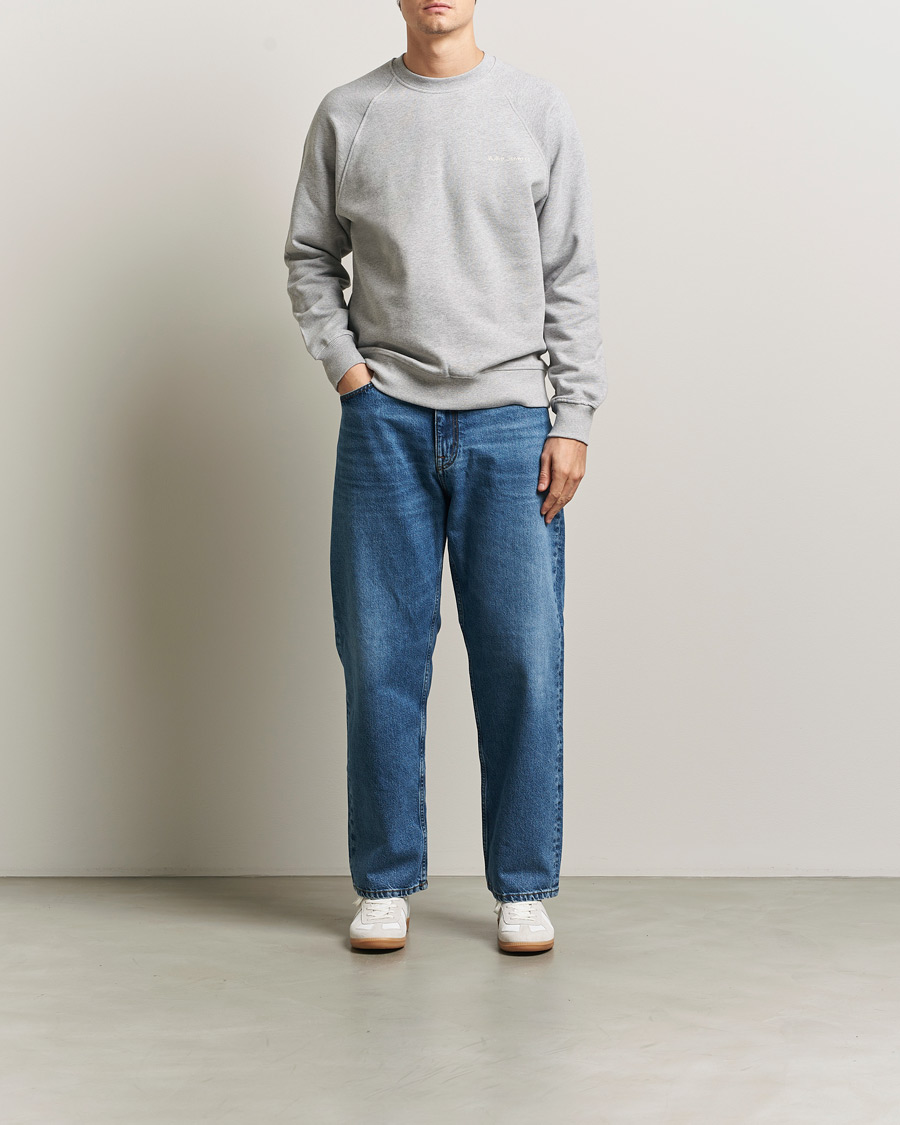 Herre | Trøjer | Nudie Jeans | Palle Logo Crew Neck Sweatshirt Grey Melange